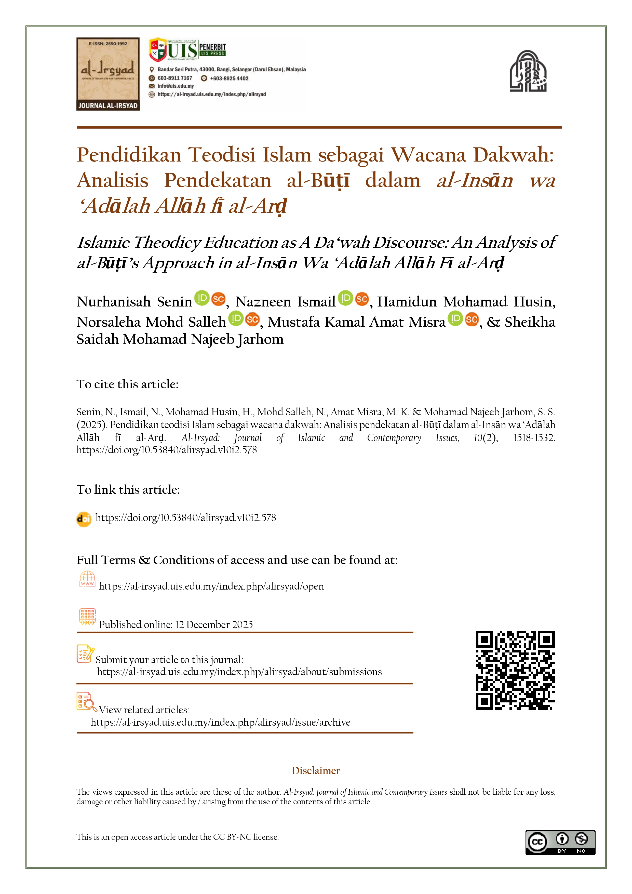 Islamic Theodicy Education as A Da‘wah Discourse